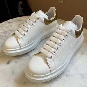 White/Gold Alexander McQueen Men's Tennis Shoe